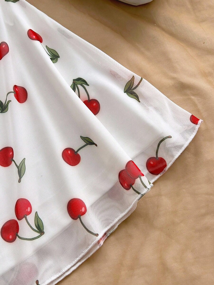 Vestido Mini Feminino Slip Boho com Estampa Floral Vermelho e Branco