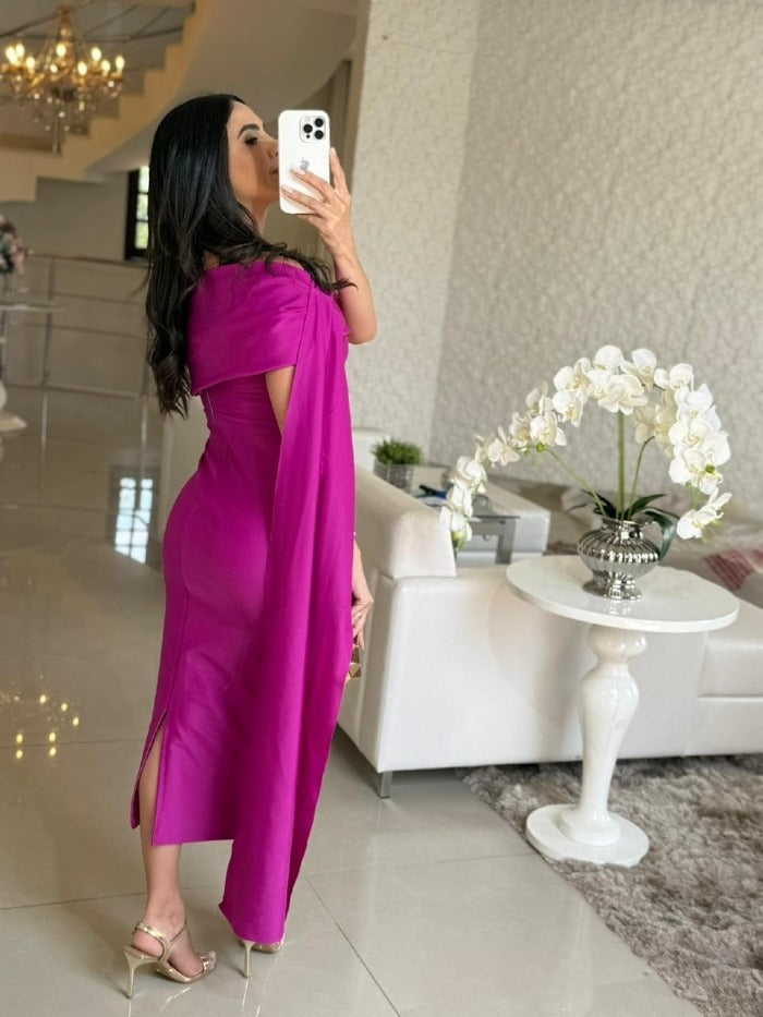 Vestido Feminino Midi Festa Elegante