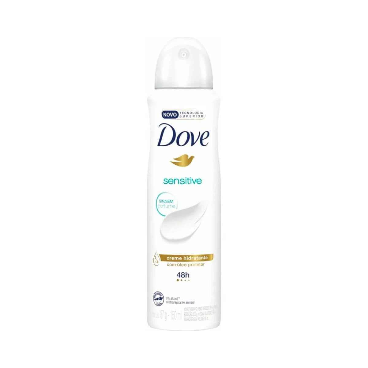 DESODORANTE ANTITRANSPIRANTE AEROSOL DOVE SENSITIVE S/ PERFUME FEMININO 150ML — Dove | Farmácia Resyla
