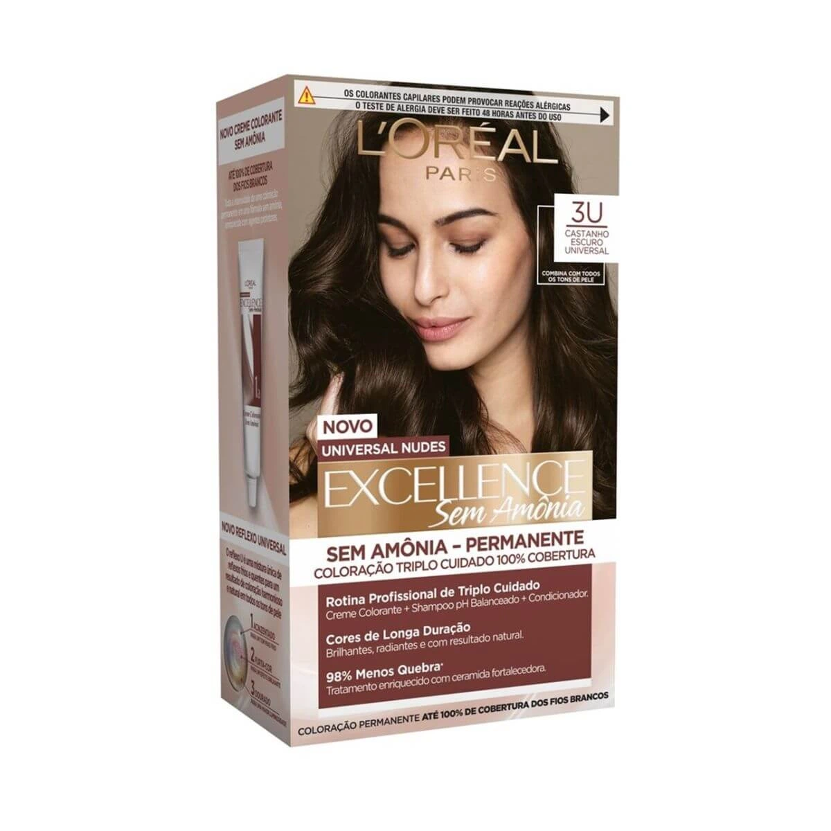 TINTA IMÉDIA EXCELLENCE SEM AMÔNIA UNIVERSAL NUDES 3U CASTANHO ESCURO UNIVERSAL — L'Oréal Paris Imédia Excellence | Farmácia Resyla