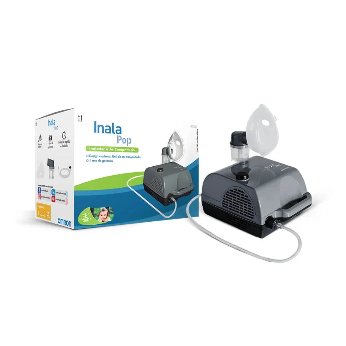 APARELHO DE INALAÇÃO COMPRESSOR OMRON INALAPOP NE-C704 — OMRON | Farmácia Resyla