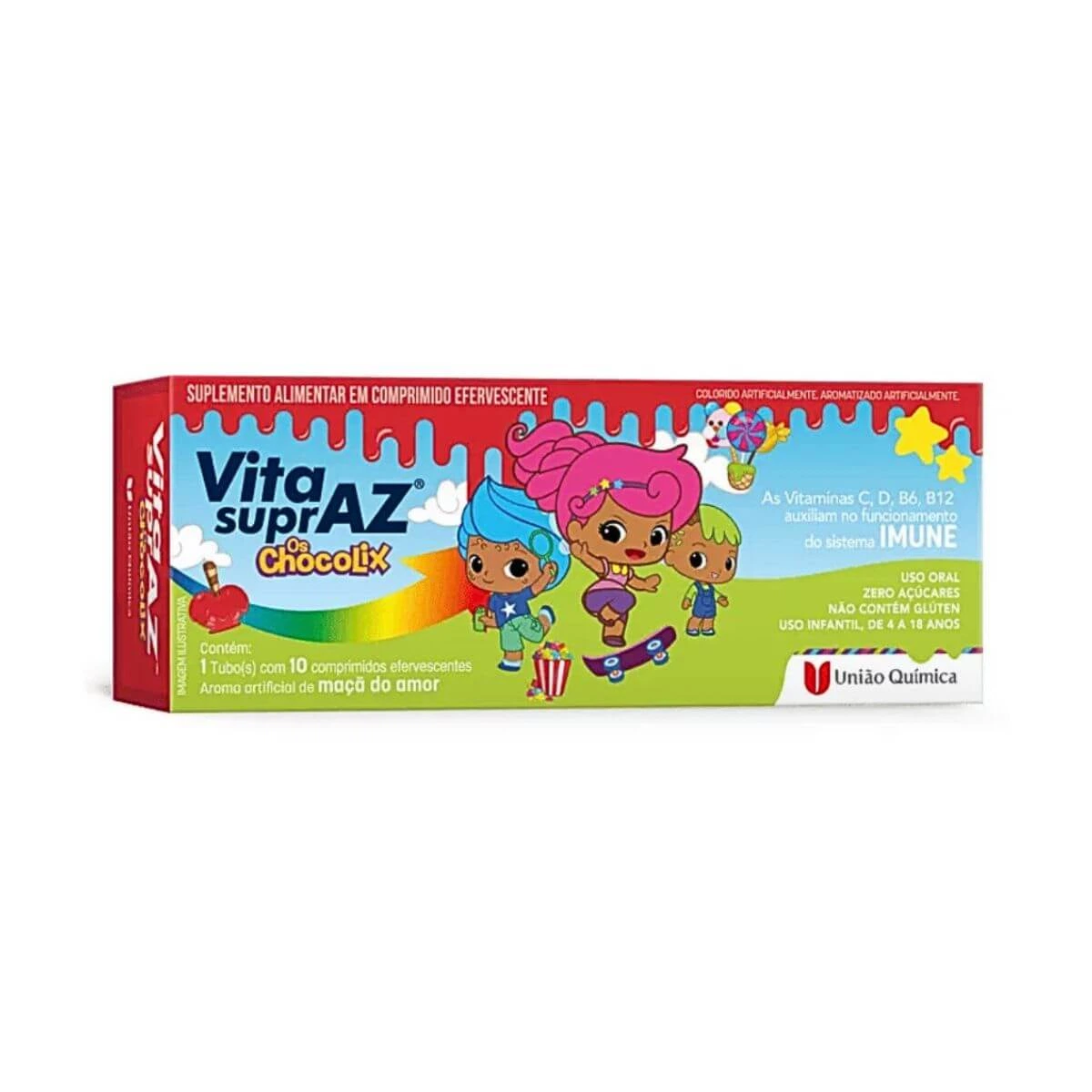 VITA SUPRAZ CHOCOLIX IMUNE 10 COMPRIMIDOS EFERVESCENTE SABOR MAÇÃ DO AMOR - UNIÃO QUÍMICA — União Química | Farmácia Resyla
