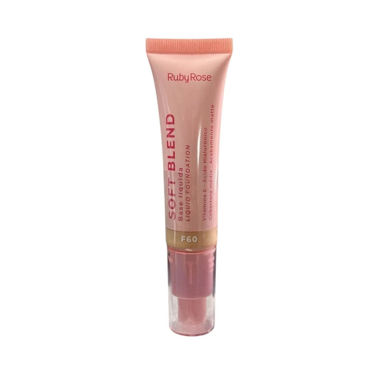 BASE LÍQUIDA SOFT BLEND COR F60 30G - RUBY ROSE — Ruby Rose | Farmácia Resyla