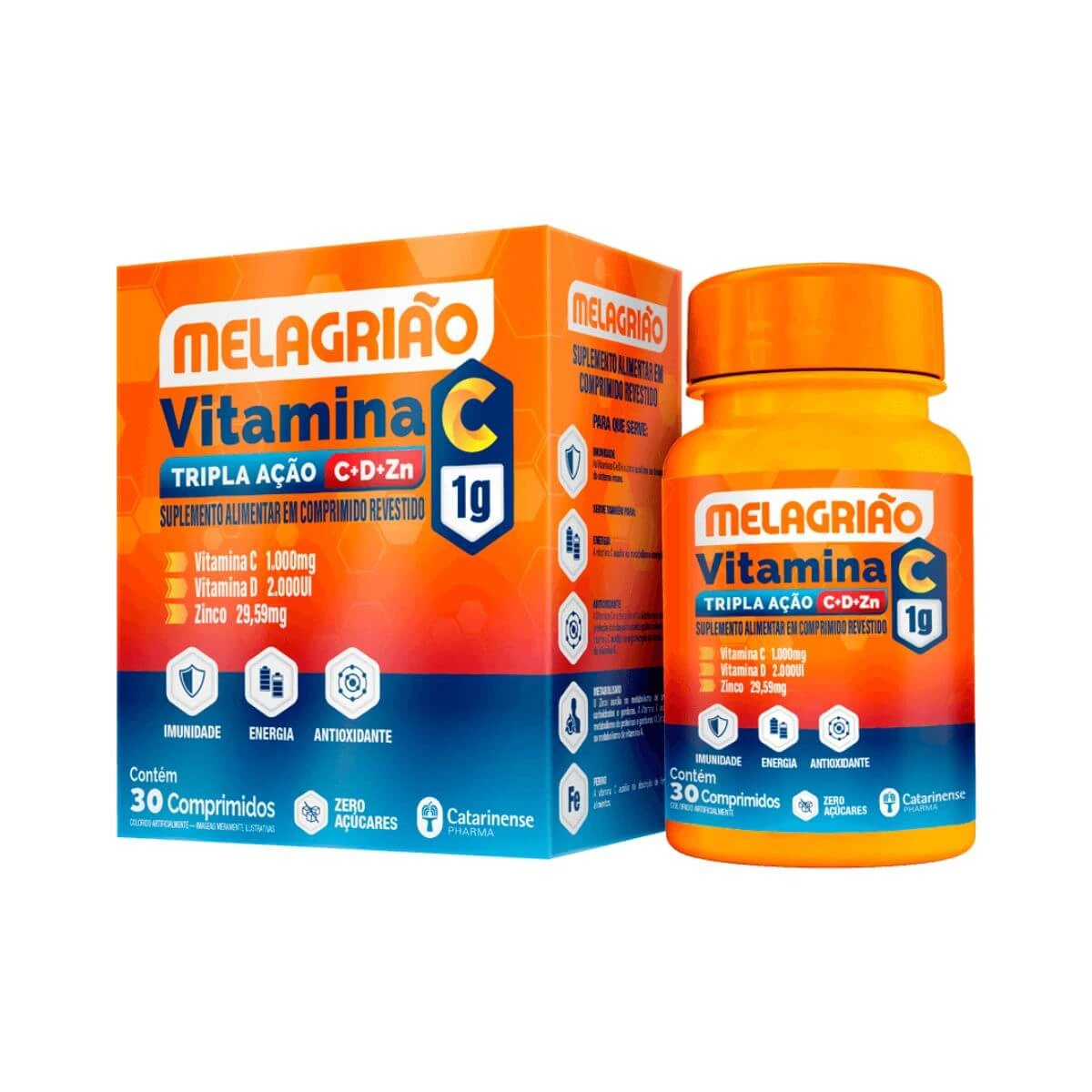 MELAGRIÃO VITAMINA C,D, ZINCO 30CP - CATARINENSE — Catarinense | Farmácia Resyla