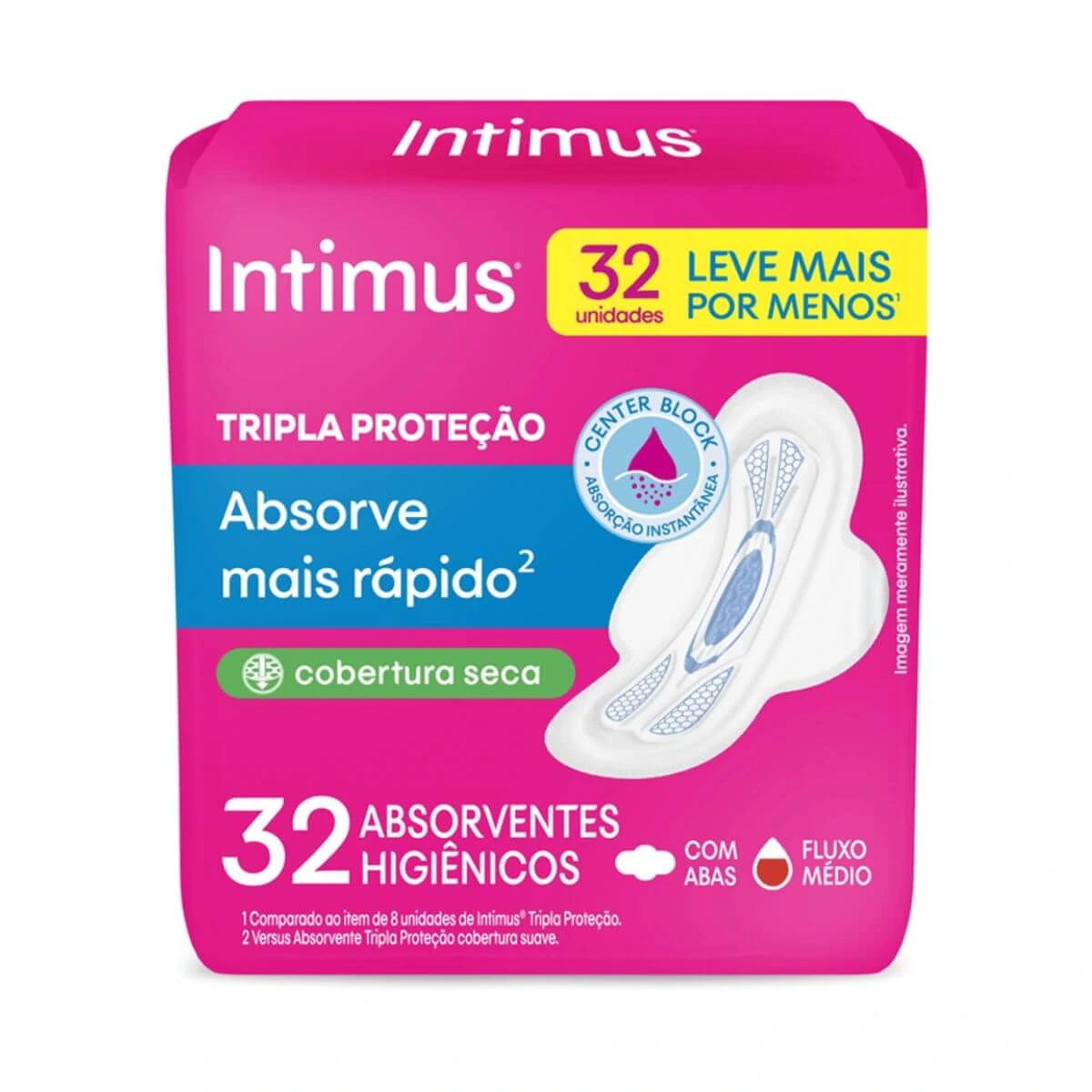 ABSORVENTE INTIMUS TRIPLA PROTEÇÃO COBERTURA SECA C/ABAS 32UN — Intimus | Farmácia Resyla