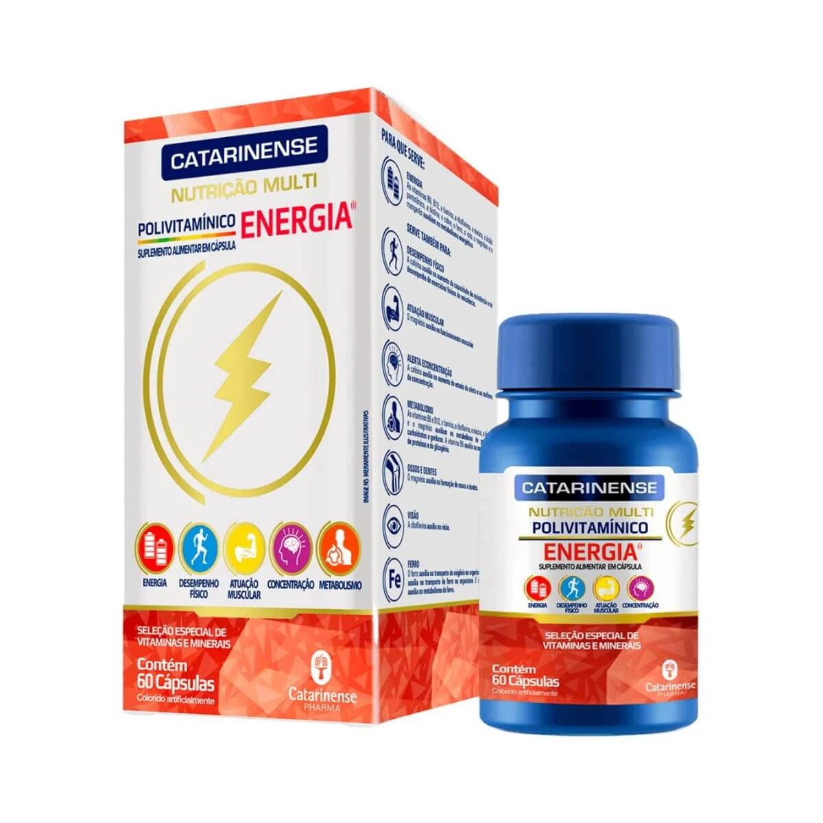 POLIVITAMÍNICO ENERGIA 60 CÁPSULAS - CATARINENSE NUTRIÇÃO MULTI — Catarinense | Farmácia Resyla