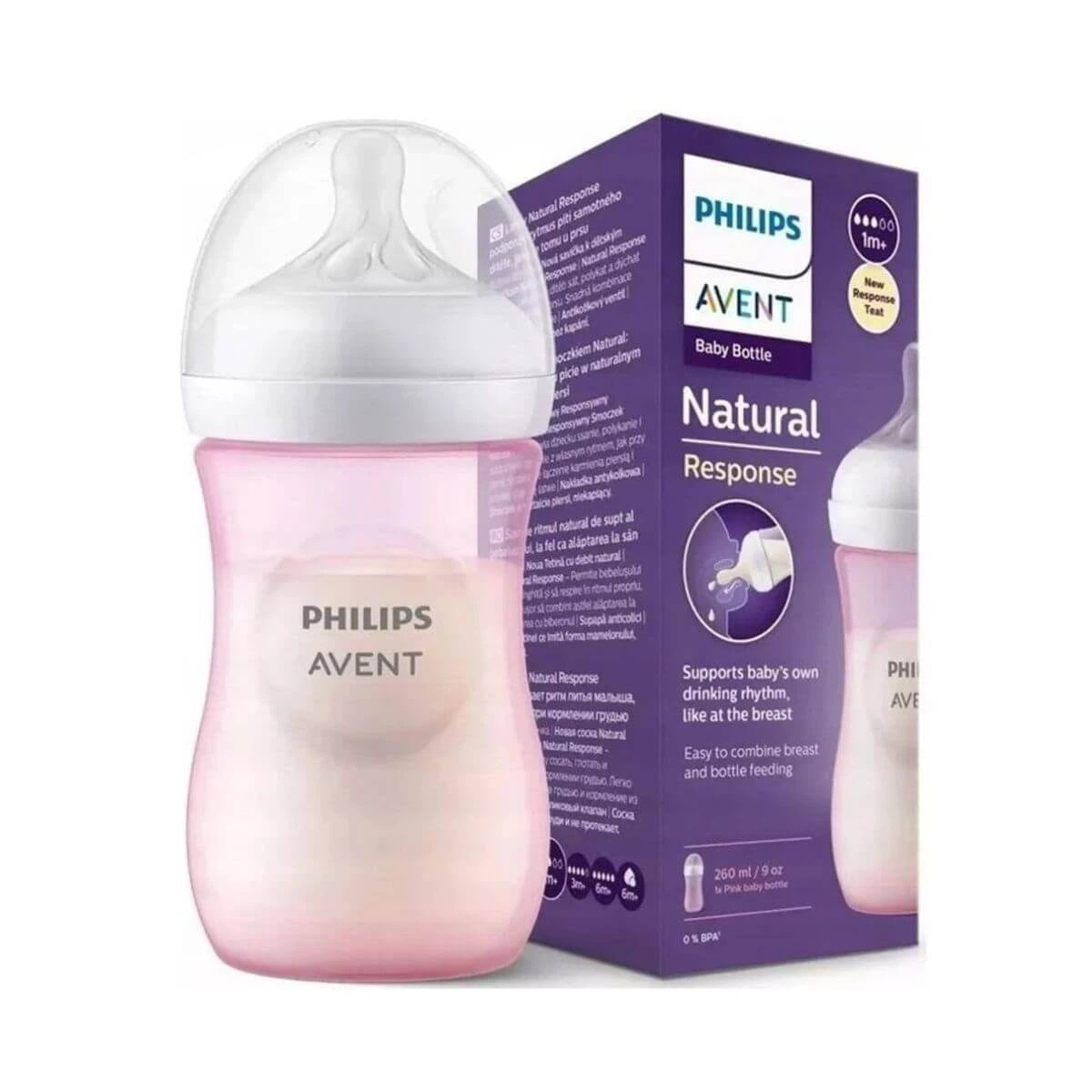 MAMADEIRA AVENT PETALA 3.0 ROSA 1M+ 260ML — Avent | Farmácia Resyla