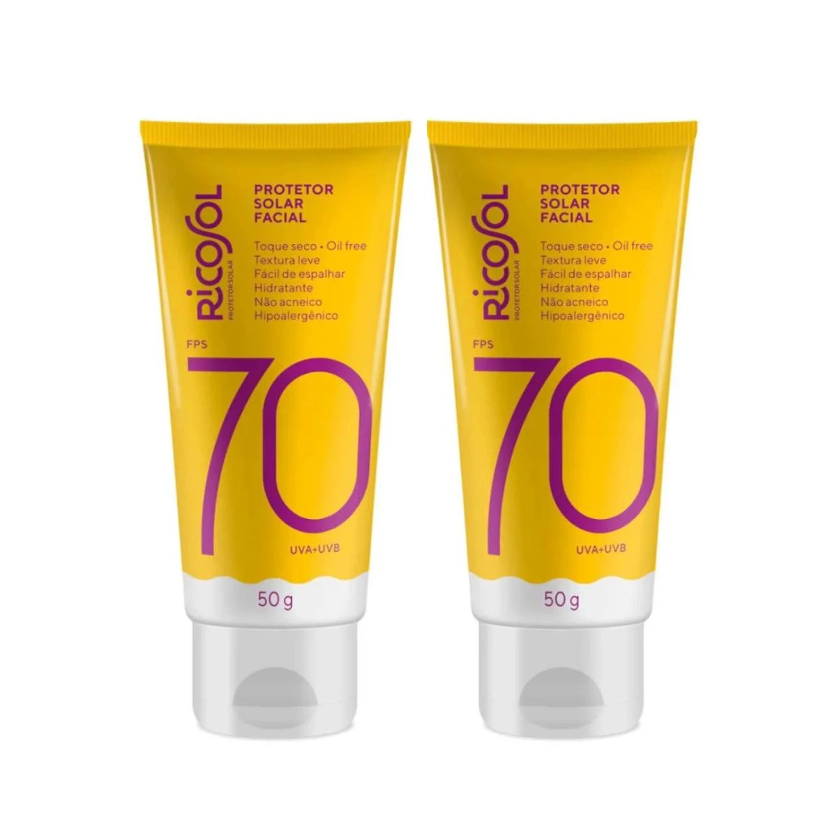 KIT COM 2 UNIDADES PROTETOR SOLAR FACIAL RICOSOL FPS70 50G — | Farmácia Resyla