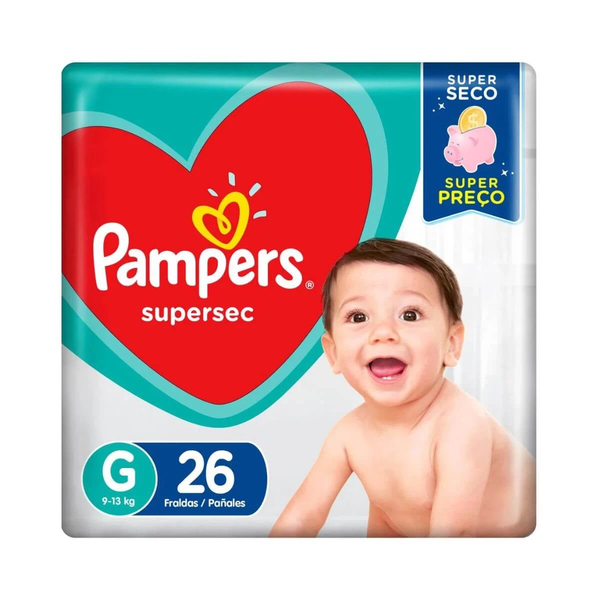 FRALDA PAMPERS SUPERSEC PACOTÃO G C/26UN — Pampers | Farmácia Resyla