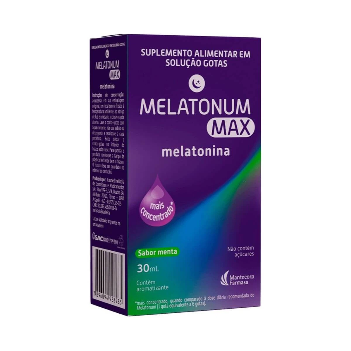 MELATONUM MAX MELATONINA SABOR MENTA SOLUÇÃO EM GOTAS 30ML - MANTECORP — MANTECORP | Farmácia Resyla