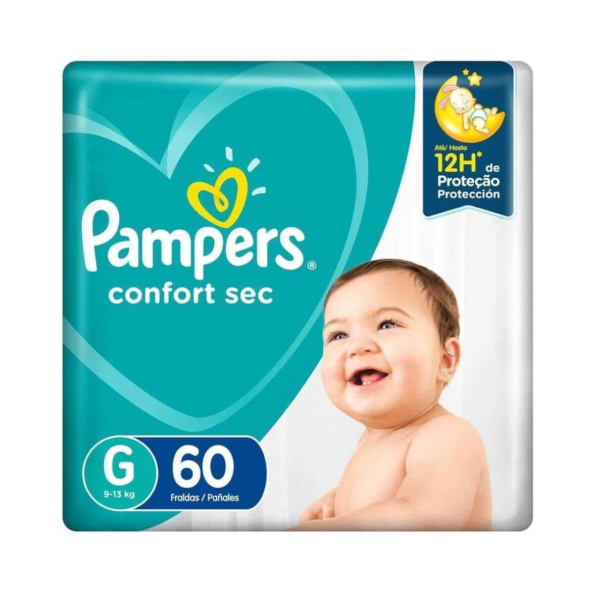 FRALDA PAMPERS CONFORTSEC FORTEBAG G 60UN — Pampers | Farmácia Resyla