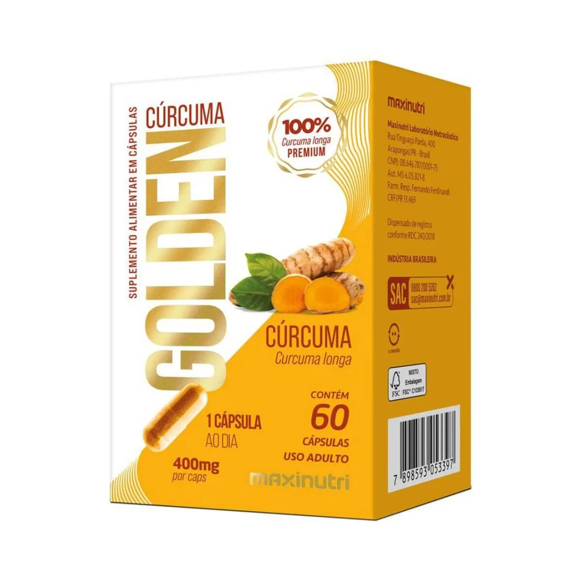 CÚRCUMA GOLDEN 60CP - MAXINUTRI — Maxinutri | Farmácia Resyla