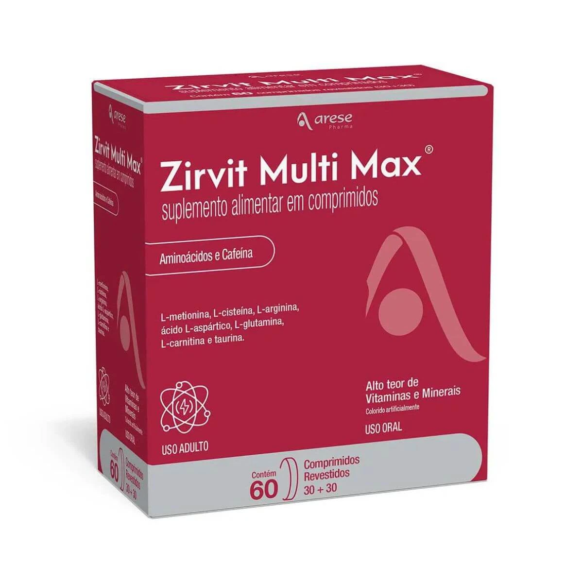 POLIVITAMÍNICO ZIRVIT MULTI MAX 60CP - ARESE — Arese | Farmácia Resyla