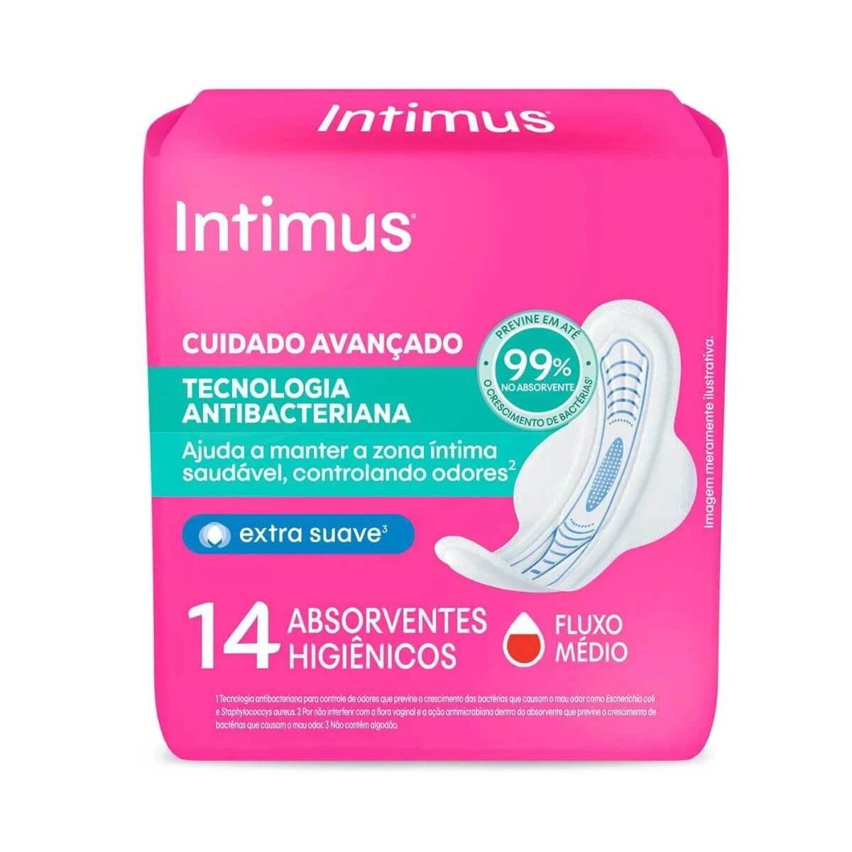 ABSORVENTE INTIMUS ULTRAFINO ANTIBACTERIANA C/ABAS 14UN — Intimus | Farmácia Resyla