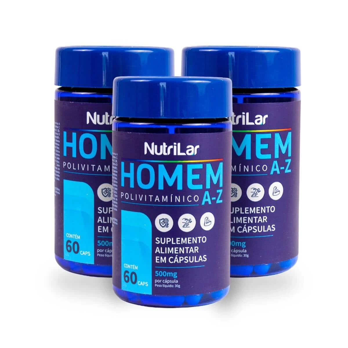KIT PROMOCIONAL 20%OFF - 3 POLIVITAMÍNICO NUTRILAR HOMEM A-Z C/ 60 CÁPSULAS CADA — | Farmácia Resyla