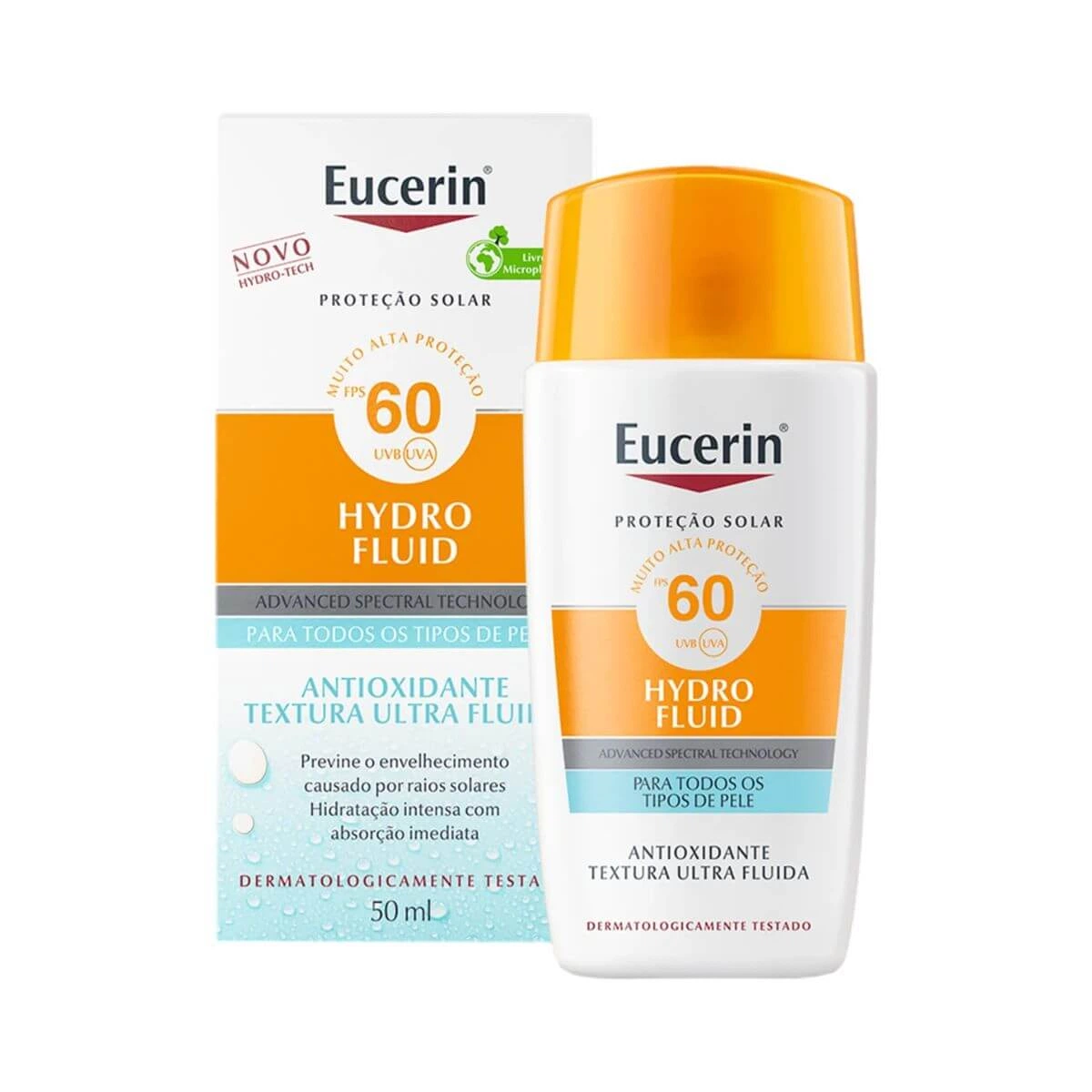 PROTETOR SOLAR FACIAL EUCERIN HYDRO FLUID FPS60 50ML — Eucerin | Farmácia Resyla