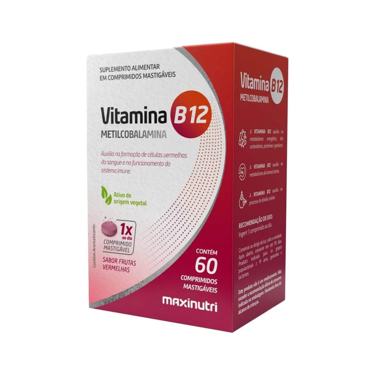 VITAMINA B12 MASTIGÁVEL 60CP - MAXINUTRI — Maxinutri | Farmácia Resyla
