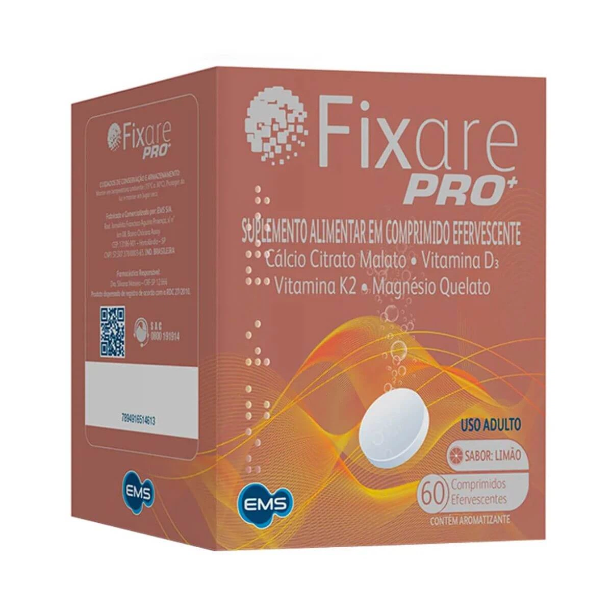 FIXARE PRO+ MDK SABOR LIMÃO 60 COMPRIMIDOS EFERVESCENTE - EMS — EMS | Farmácia Resyla