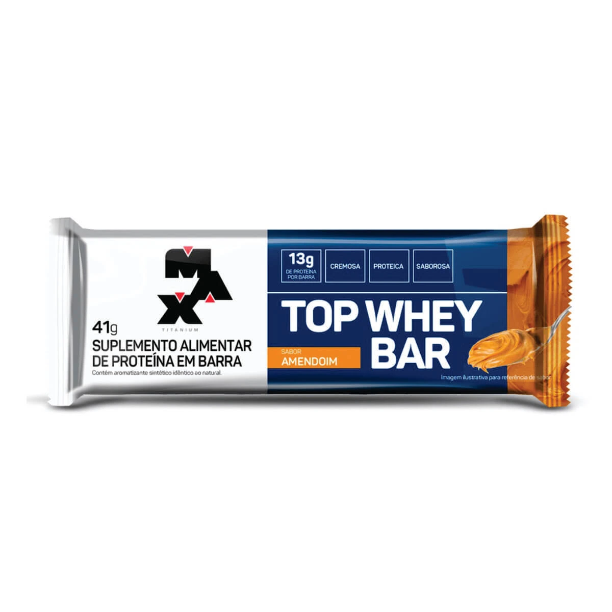 BARRA DE PROTEÍNA MAXTITANIUM TOP BAR AMENDOIM 41G — Max Titanium | Farmácia Resyla