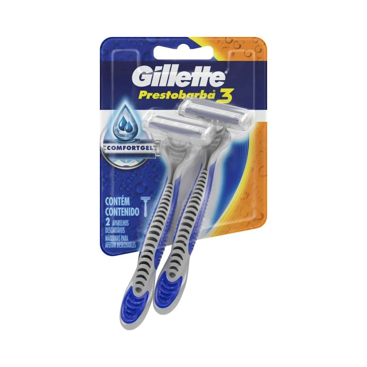 APARELHO DE BARBEAR GILLETE PRESTOBARBA 3 COMFORTGEL 2UN — Gillette | Farmácia Resyla