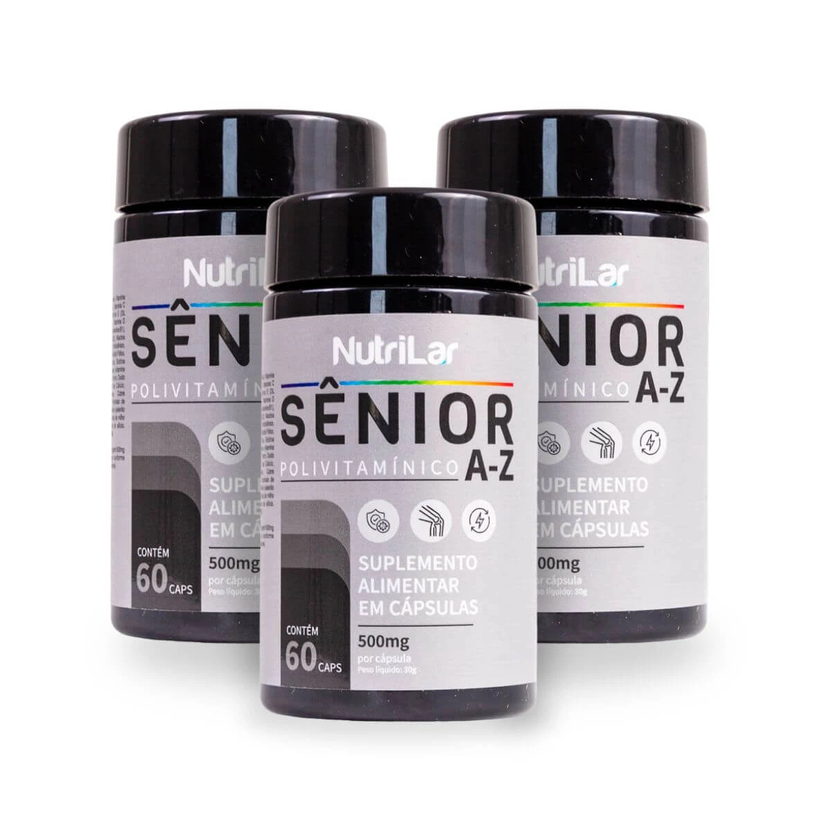 KIT PROMOCIONAL 20%OFF - 3 POLIVITAMÍNICOS NUTRILAR SÊNIOR A-Z C/ 60 CÁPSULAS CADA — | Farmácia Resyla