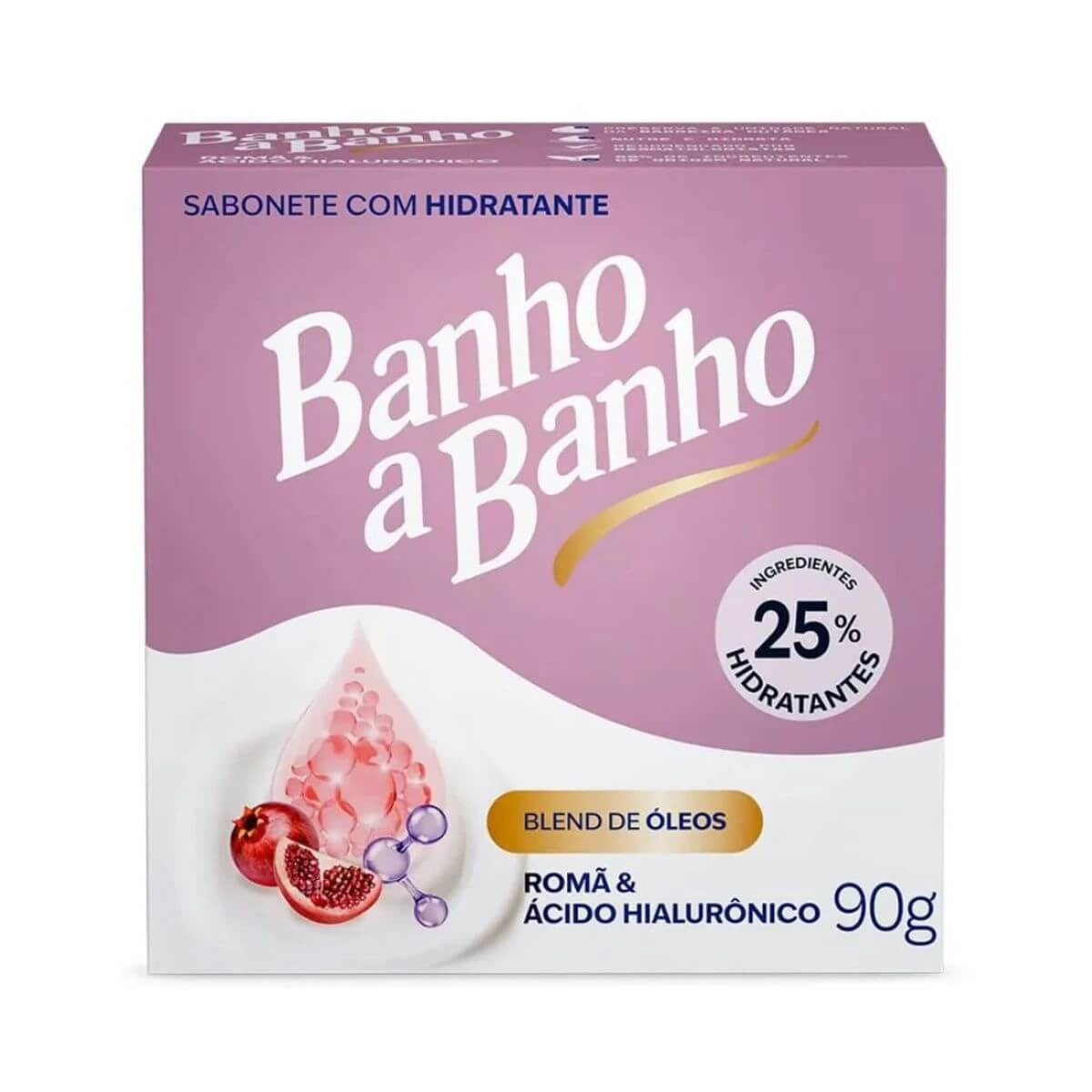 SABONETE EM BARRA BANHO A BANHO ROMÃ E ÁCIDO HIALURÔNICO 90G — Banho a Banho | Farmácia Resyla