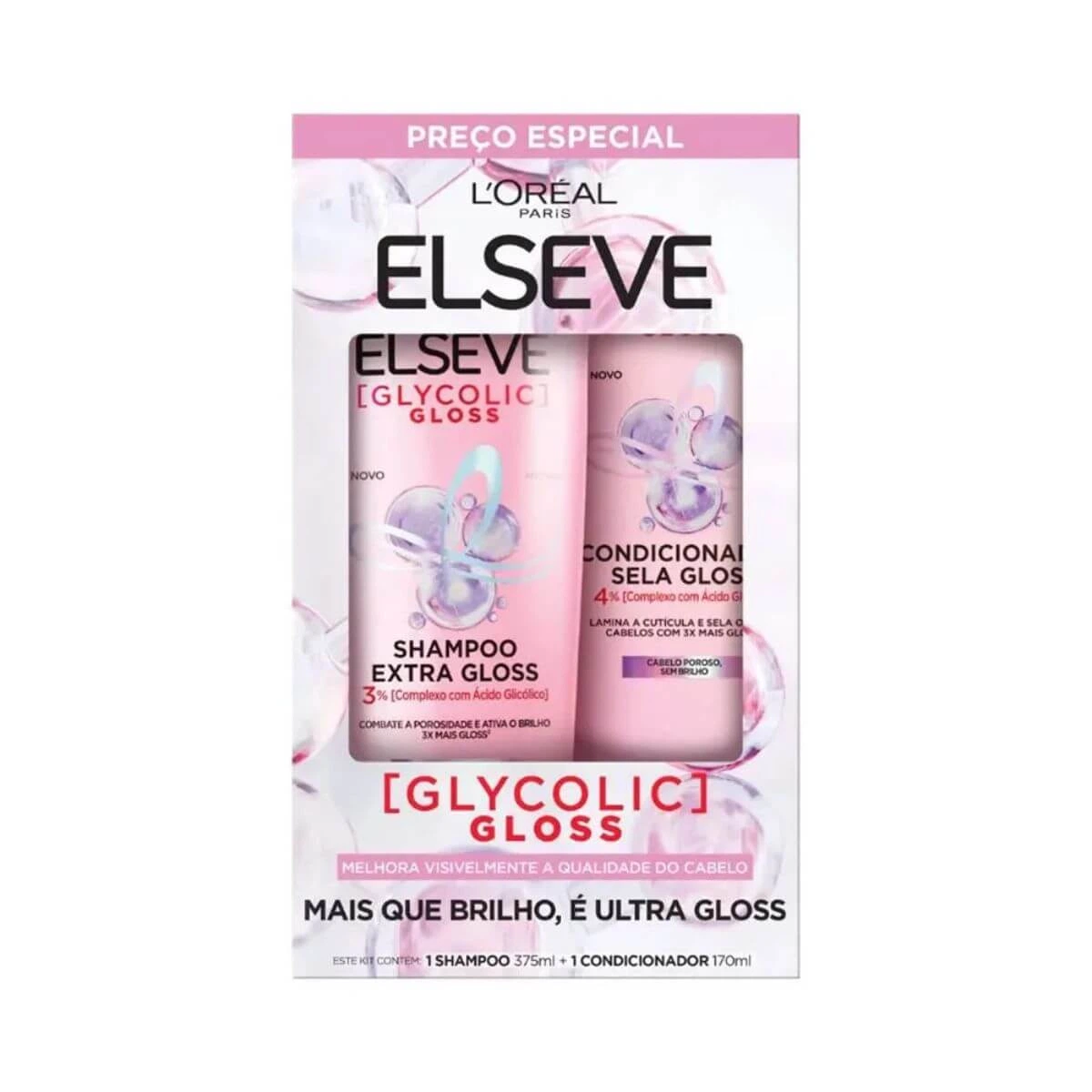 KIT ELSEVE GLYCOLIC GLOSS SHAMPOO 375ML + CONDICIONADOR 170ML — Elseve | Farmácia Resyla