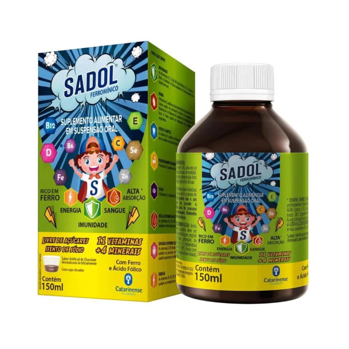 SADOL FERROMÍNICO SABOR CHOCOLATE 150ML - CATARINENSE — Catarinense | Farmácia Resyla