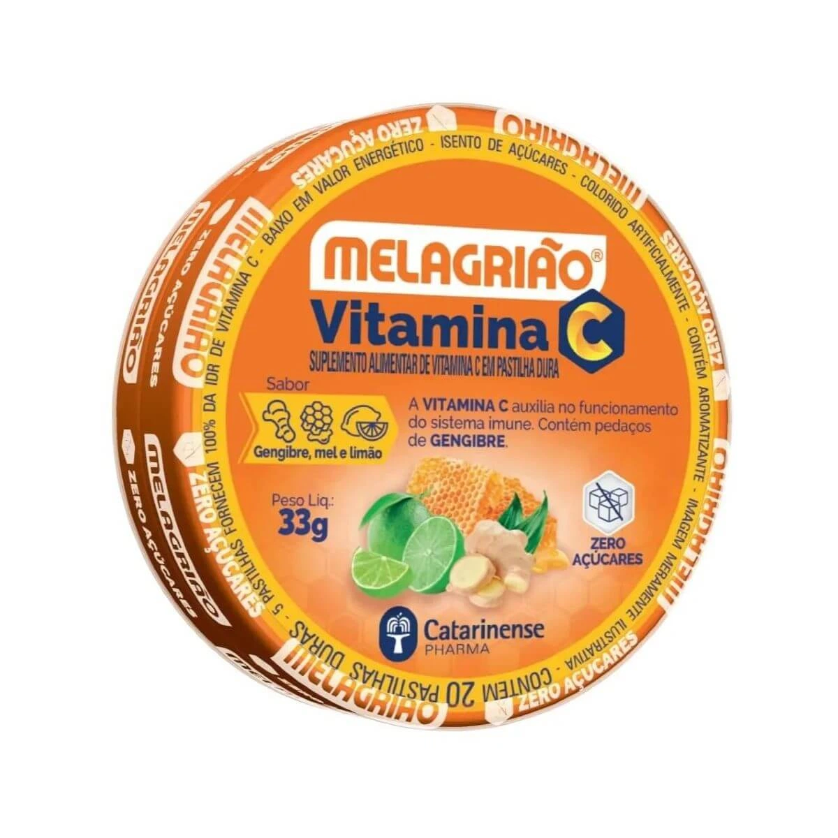 MELAGRIÃO PASTILHAS VITAMINA C SABOR LIMÃO, GENGIBRE E MEL 20PAST - CATARINENSE — Catarinense | Farmácia Resyla