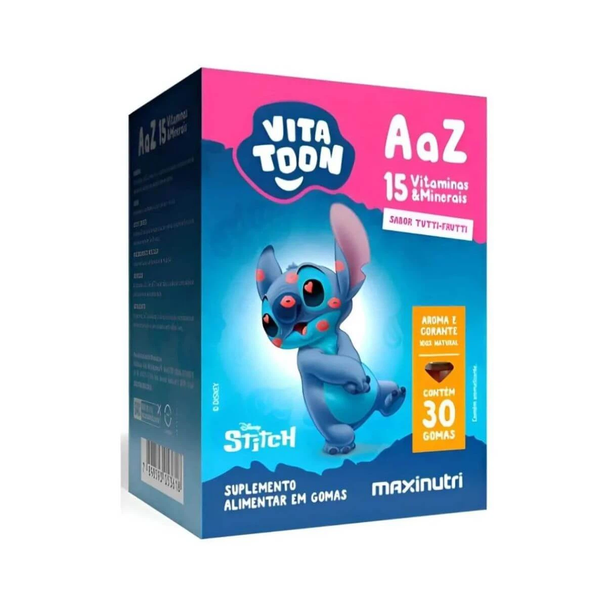 VITATOON STITCH VITAMINA A-Z TUTTI-FRUTTI 30GOMAS - MAXINUTRI — Maxinutri | Farmácia Resyla