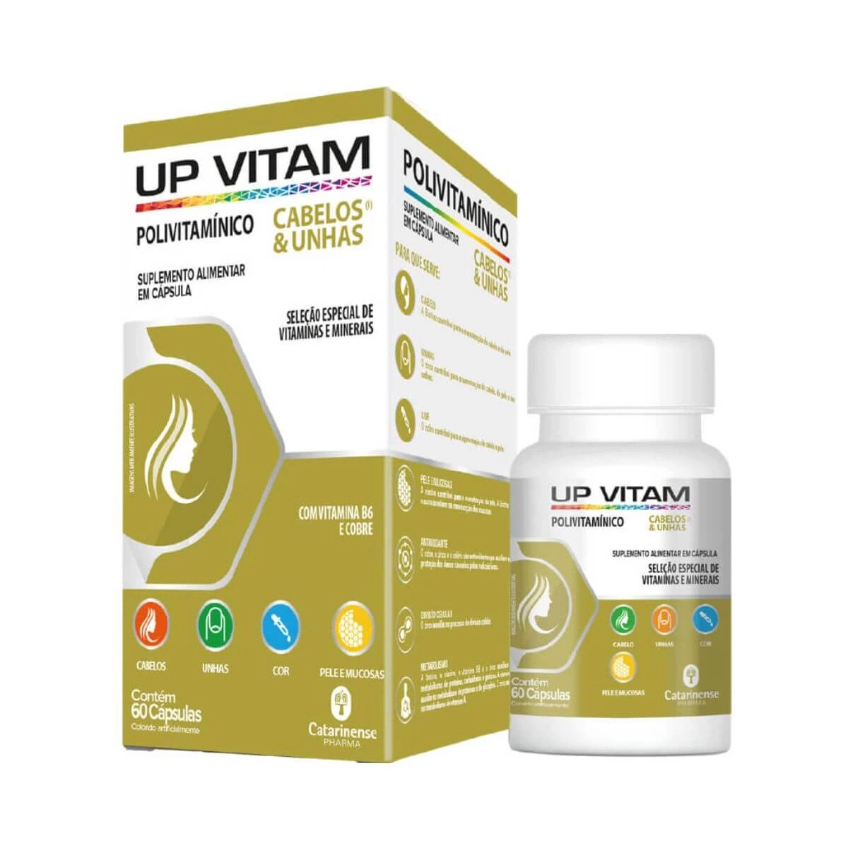 UP VITAM HAIR CABELOS E UNHAS 60 CÁPSULAS - CATARINENSE — Catarinense | Farmácia Resyla