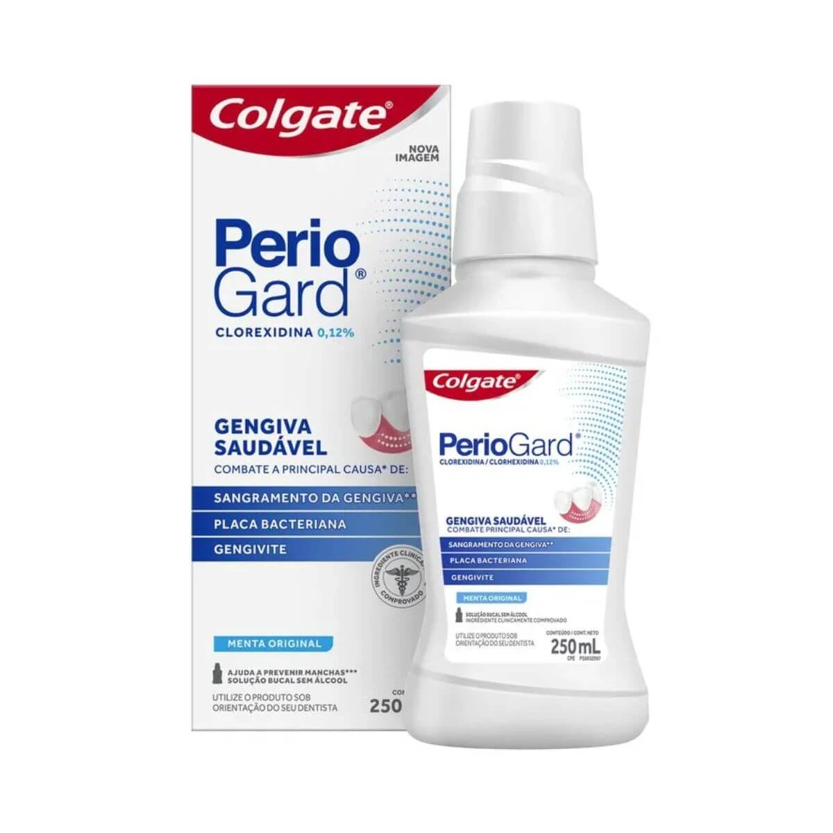 ENXAGUANTE BUCAL COLGATE PERIOGARD MENTA ORIGINAL SEM ÁLCOOL 250ML — Colgate | Farmácia Resyla