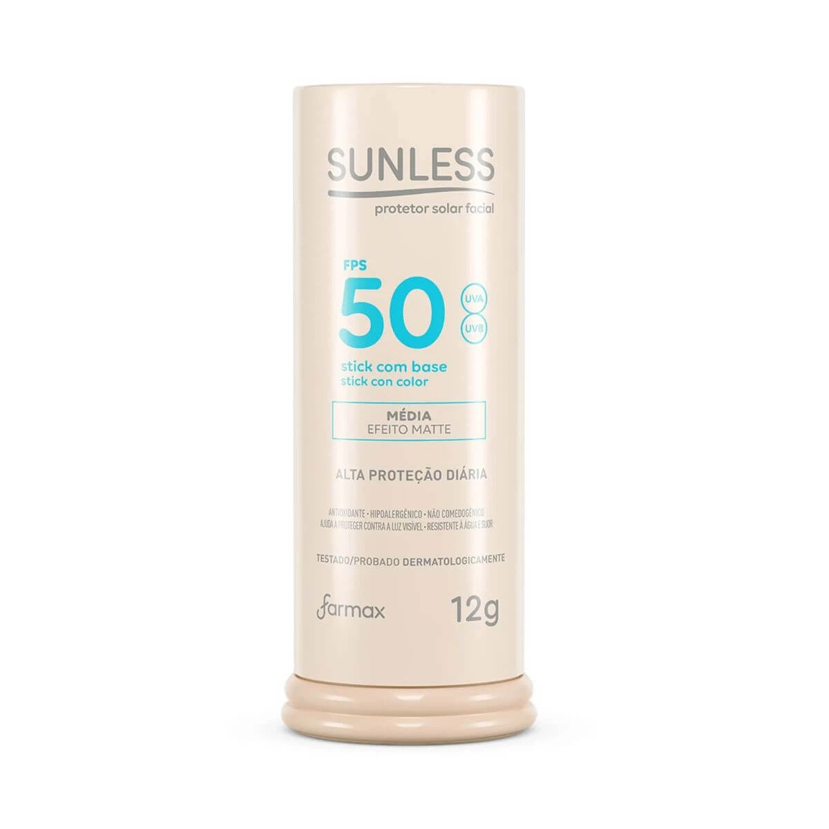PROTETOR SOLAR SUNLESS STICK FPS50 COR MÉDIA 12G — Sunless | Farmácia Resyla