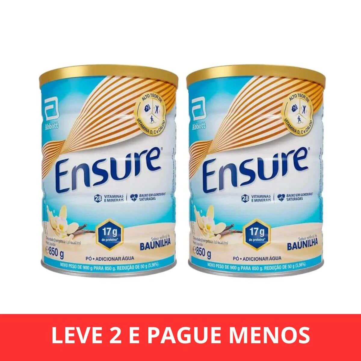 KIT 3% OFF COM 2 UNIDADES ENSURE SUPLEMENTO NUTRICIONAL EM PÓ BAUNILHA 850G — | Farmácia Resyla