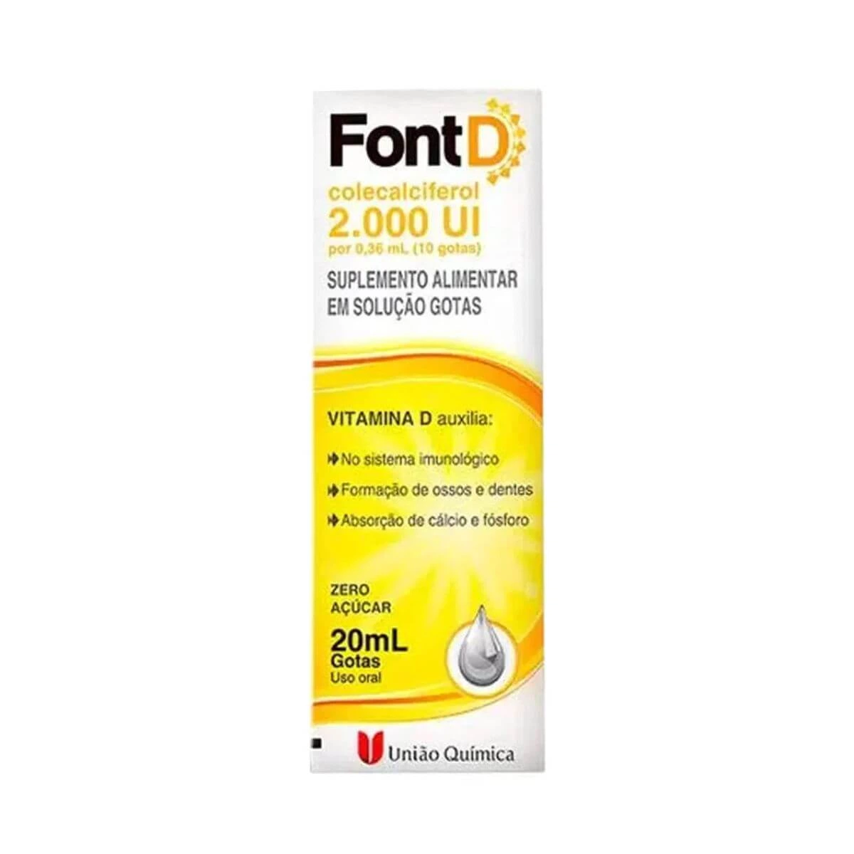 FONT D 2000UI VITAMINA D GOTAS 20ML - UNIÃO QUÍMICA — União Química | Farmácia Resyla