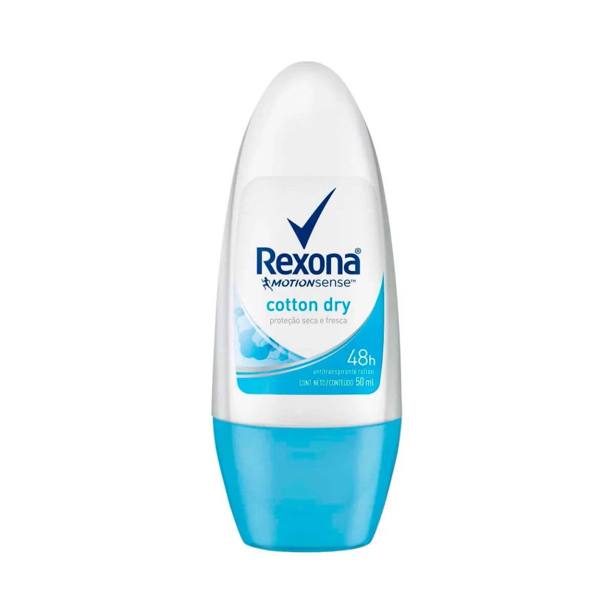 DESODORANTE ANTITRANSPIRANTE ROLLON REXONA COTTON DRY FEMININO 50ML — Rexona | Farmácia Resyla