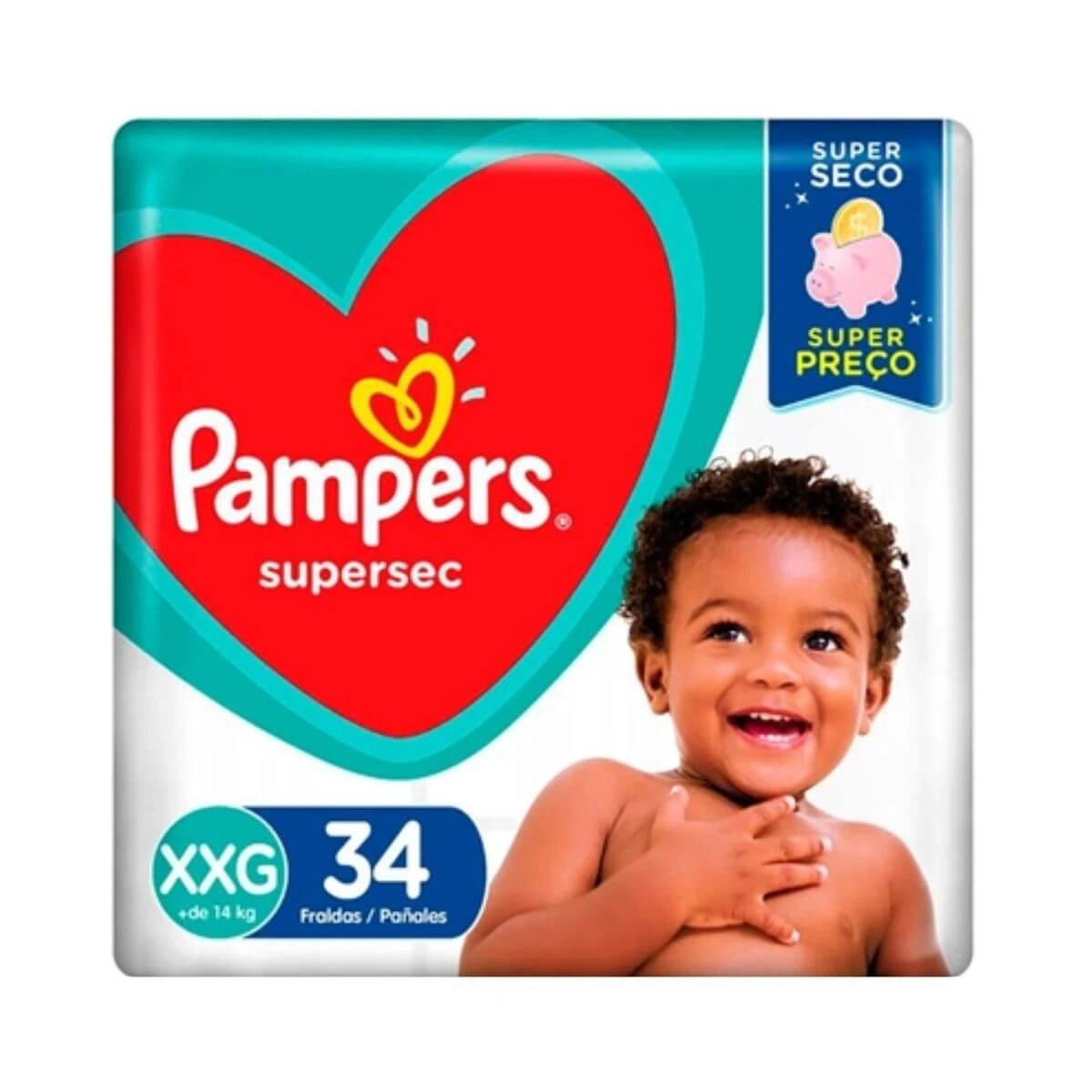 FRALDA PAMPERS SUPERSEC HIPER XXG C/34UN — Pampers | Farmácia Resyla