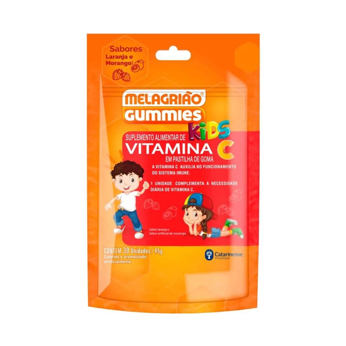 MELAGRIÃO VITAMINA C KIDS 30 GUMMIES SABOR LARANJA COM MORANGO - CATARINENSE — Catarinense | Farmácia Resyla