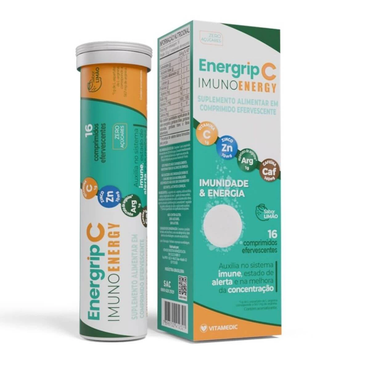 ENERGRIP C IMUNO ENERGY 16CP EFERV. - VITAMEDIC — Vitamedic | Farmácia Resyla