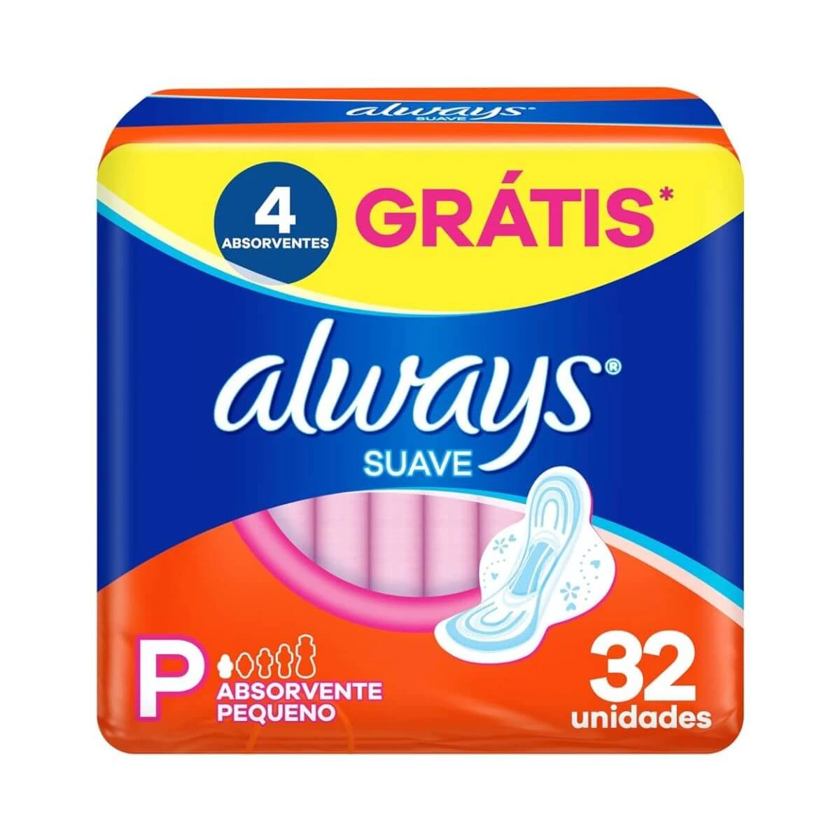 ABSORVENTE ALWAYS COBERTURA SUAVE P C/ABAS 32UN — Always | Farmácia Resyla
