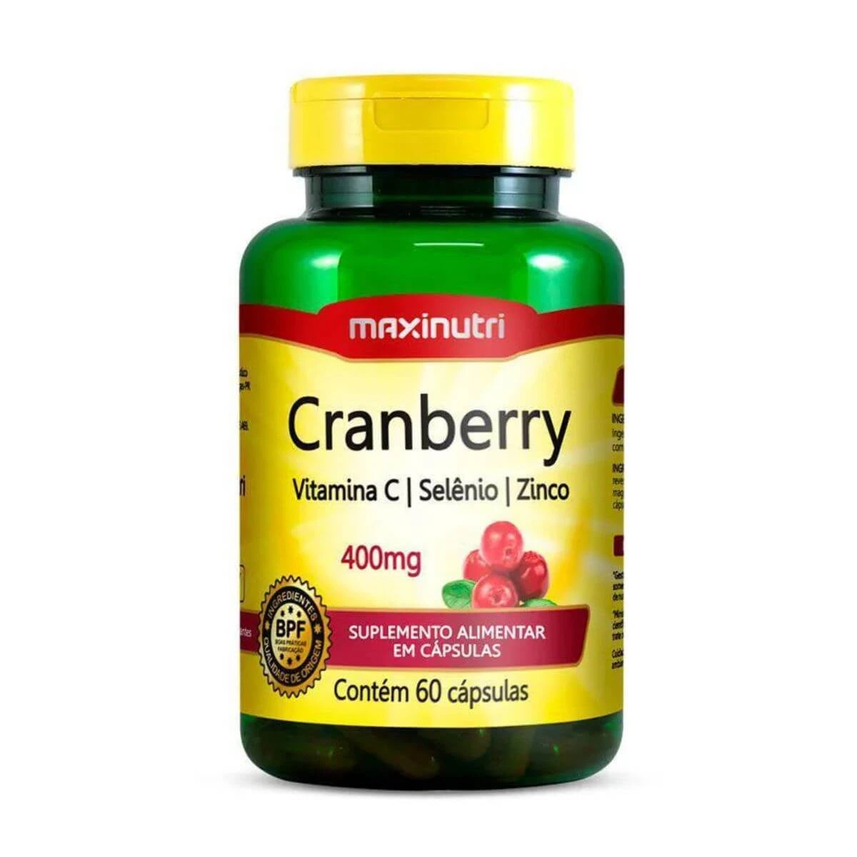 CRANBERRY + VIT C E ZINCO 400MG MAXINUTRI - C/60 CPS — Maxinutri | Farmácia Resyla