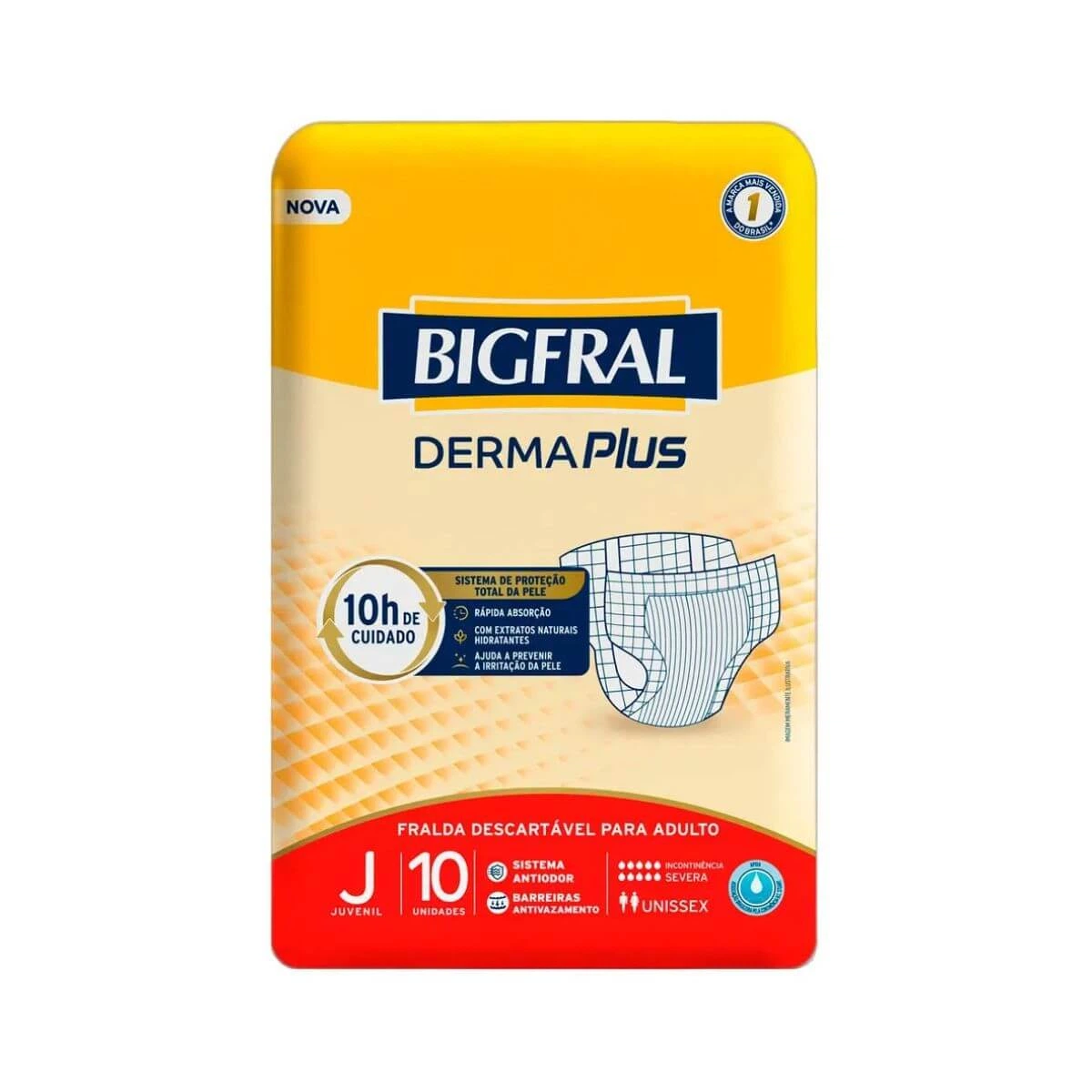 FRALDA GERIÁTRICA BIGFRAL DERMA PLUS JUVENIL C/10UN — Bigfral | Farmácia Resyla