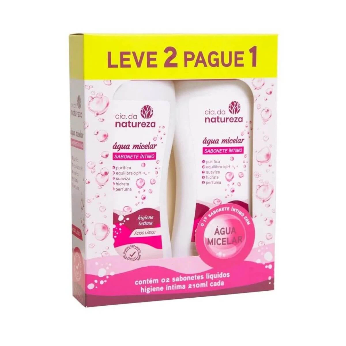 KIT SABONETE ÍNTIMO CIA DA NATUREZA ÁGUA MICELAR 2UN 210ML — Cia da Natureza | Farmácia Resyla