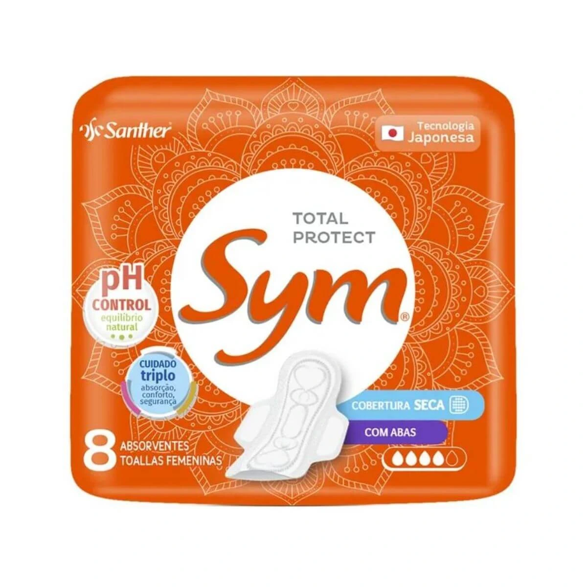 ABSORVENTE SYM SECA C/ ABAS 8UN — Sym | Farmácia Resyla