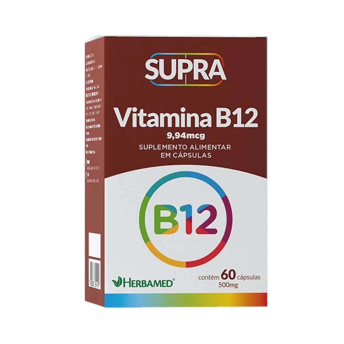 SUPRA VITAMINA B12 500MG 60 CÁPSULAS - HERBAMED — Herbamed | Farmácia Resyla