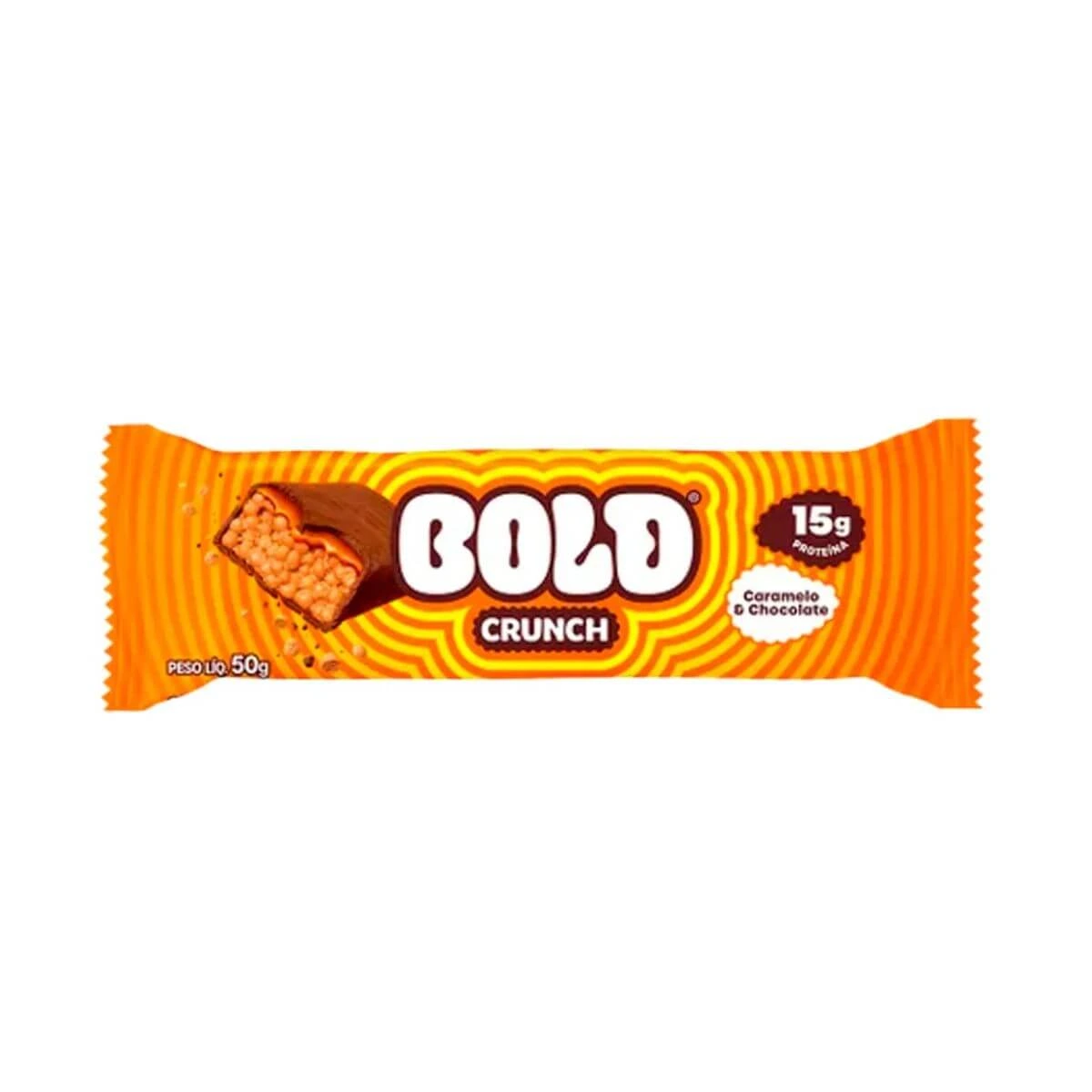 BARRA DE PROTEÍNA BOLD CRUNCH CARAMELO E CHOCOLATE 50G UNITARIO — Bold Nutrition | Farmácia Resyla