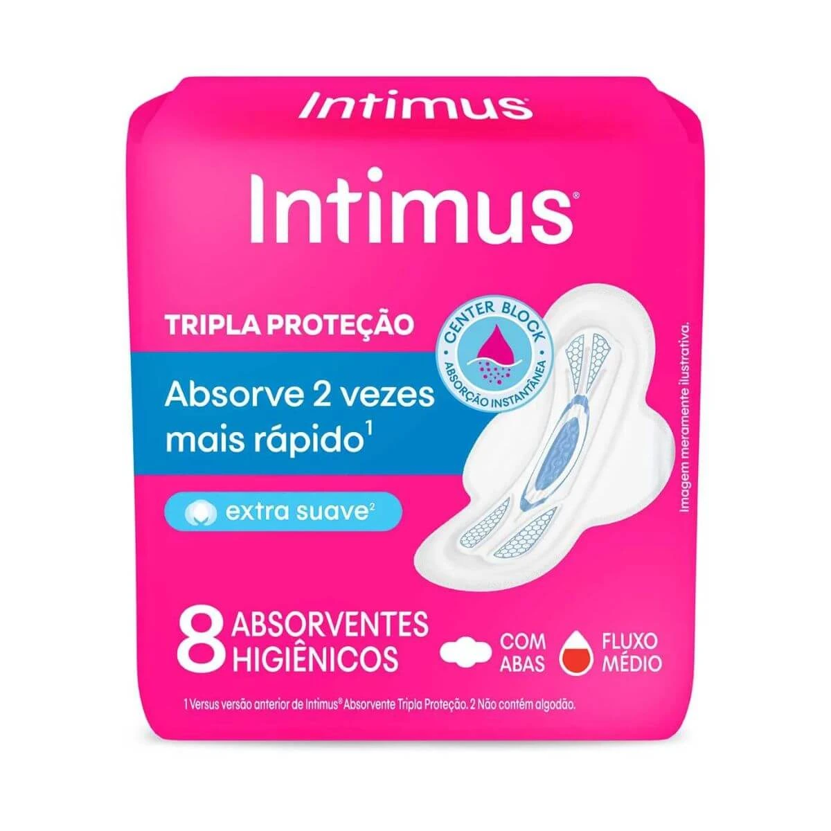 ABSORVENTE INTIMUS TRIPLA PROTEÇÃO COBERTURA EXTRASUAVE C/ABAS 8UN — Intimus | Farmácia Resyla
