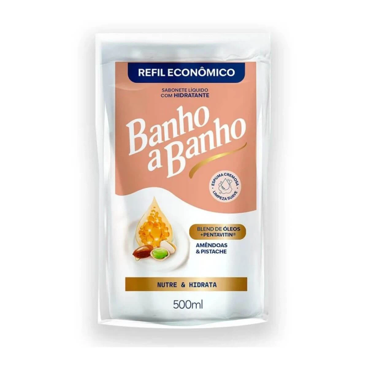 REFIL SABONETE LÍQUIDO BANHO A BANHO AMÊNDOAS E PISTACHE 500ML — Banho a Banho | Farmácia Resyla