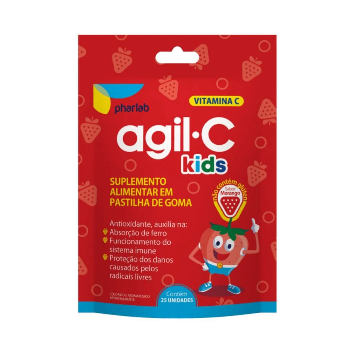 AGIL-C KIDS 30MG MORANGO 25 GOMAS - PHARLAB — Pharlab | Farmácia Resyla