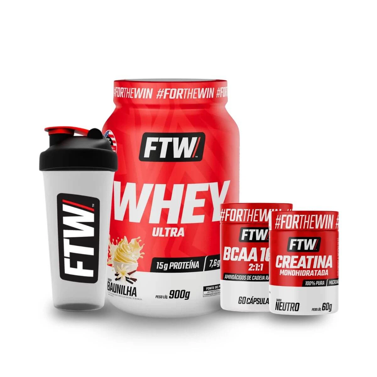 COMBO WHEY FTW BAUNILHA ULTRA 900G+BCAA 60UN+CREATINA 60G — FTW | Farmácia Resyla